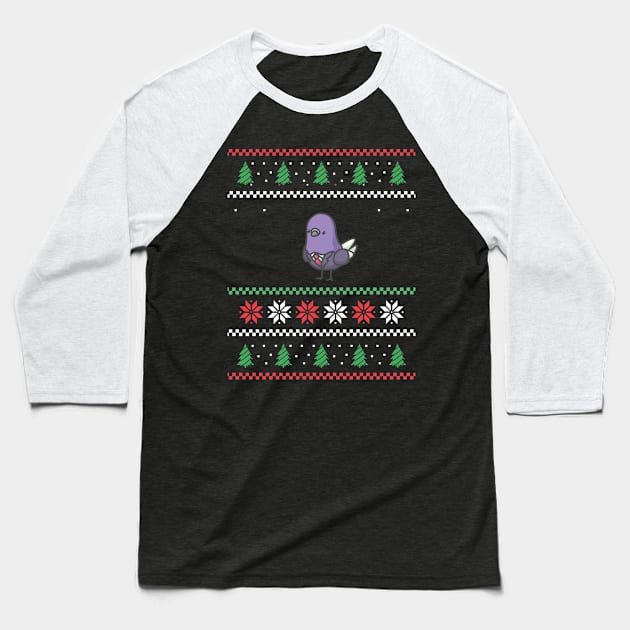 Ugly Christmas Pigeon Bird Baseball T-Shirt by Shiva121